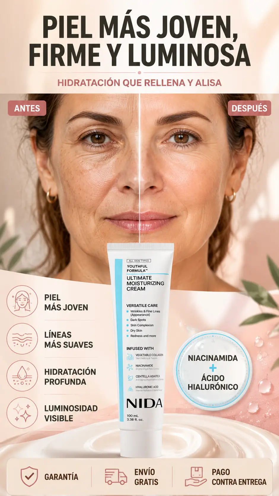 NIDA  Rejuvenece, hidrata y devuelve luminosidad