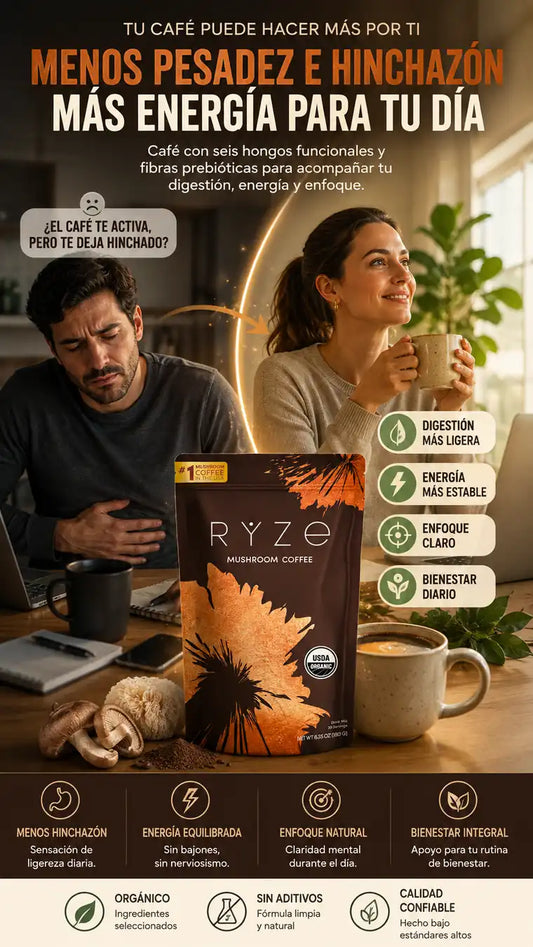 RYZE Mushroom Coffee | Energía y Bienestar Digestivo